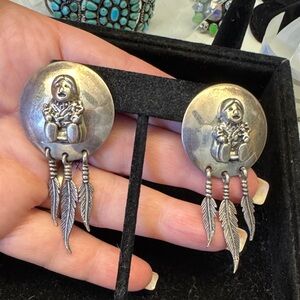 Carolyn Falley Navajo Sterling signed earrings
